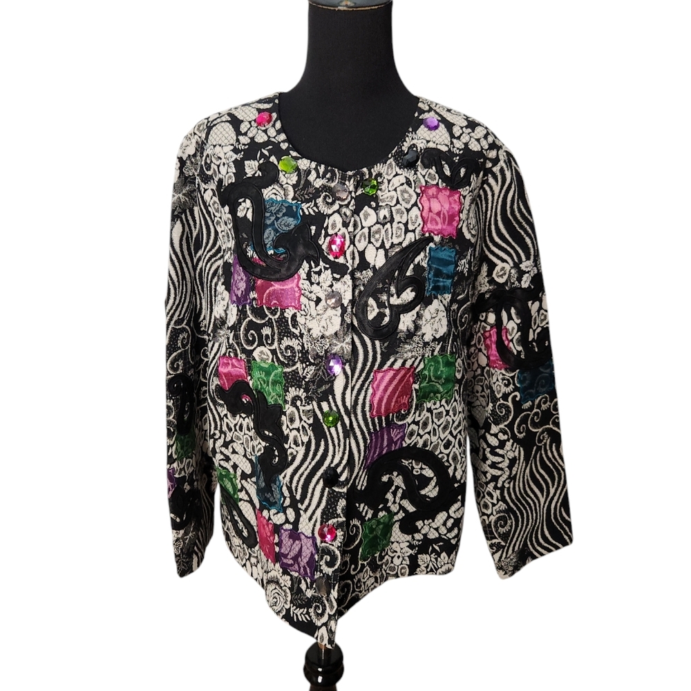 Vintage Choices Jeweled and Appliqued Jacket ‎ Size Large